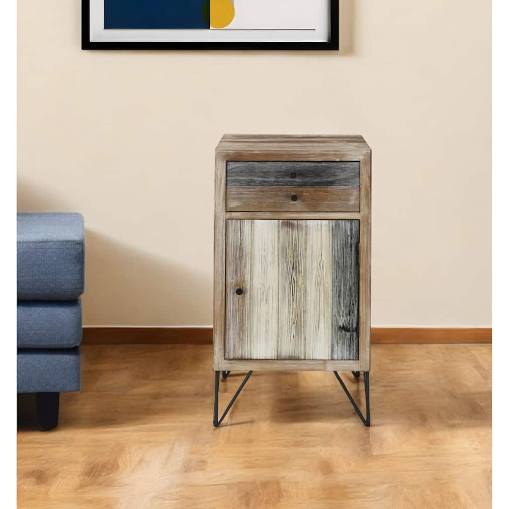 HomeRoots 32" Brown Wood End Table - 27.50 in. x 32.00 in. x 13.75 in.