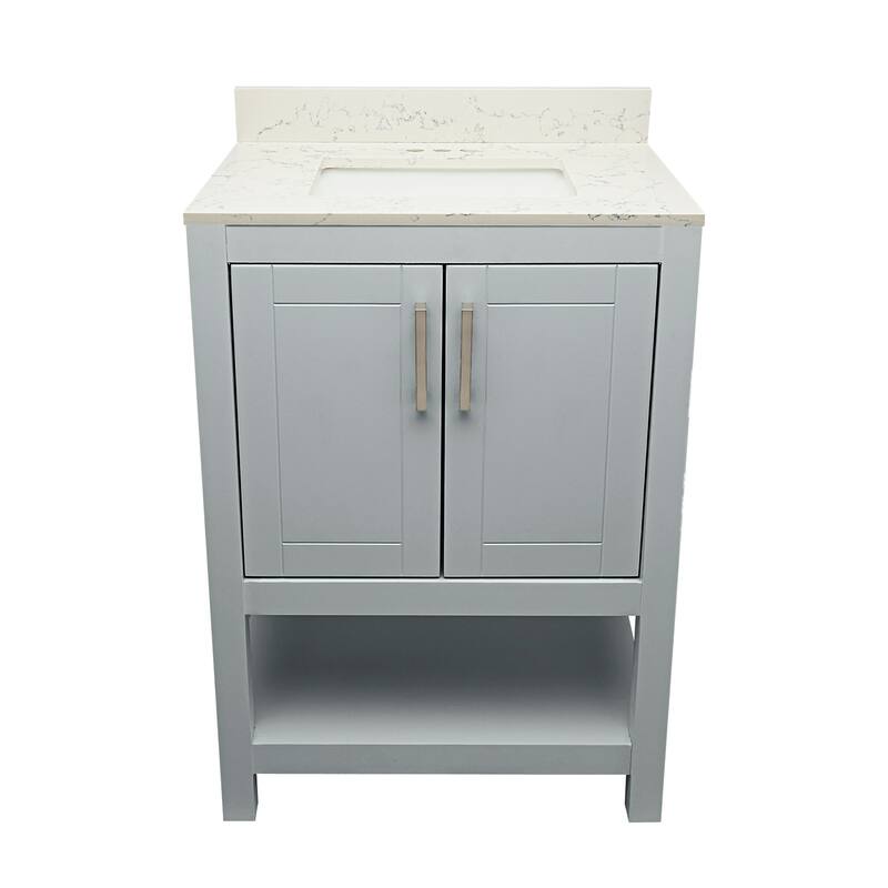 Taos 25" Bathroom Vanity with Cultured Marble Vanity Top Sink in White with White Basin