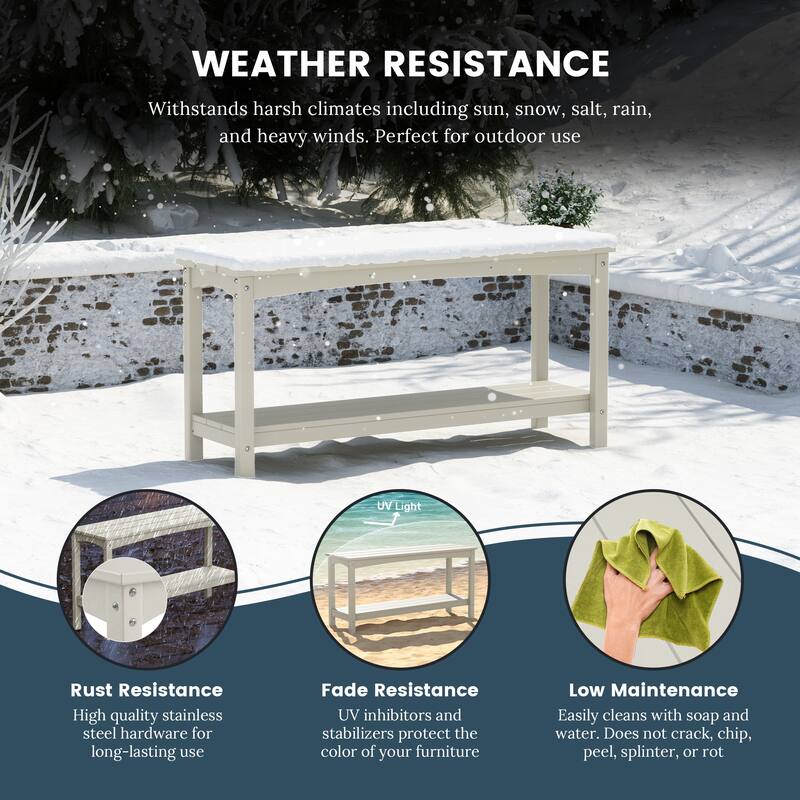 Laguna Hdpe All Weather Outdoor Patio Two Shelf Table