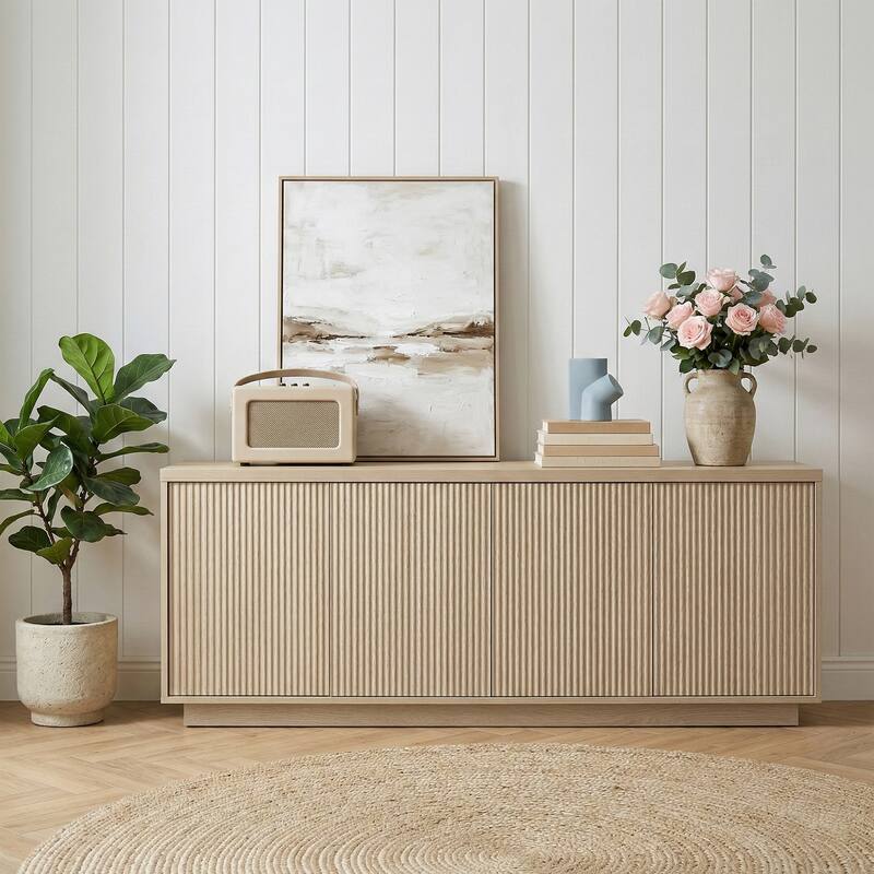 Mid-Century Modern 4-Door Storage Sideboard Cabinet - Wood