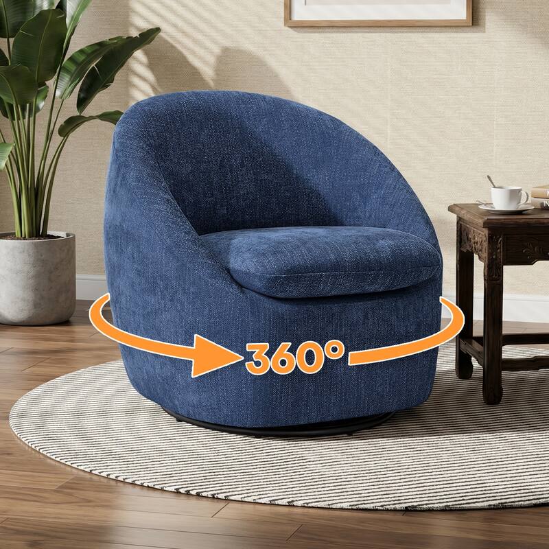 360° Swivel Chenille Upholstered Barrel Accent Chair Armchair - 30.3"W x 28.7"D x 29.5"H