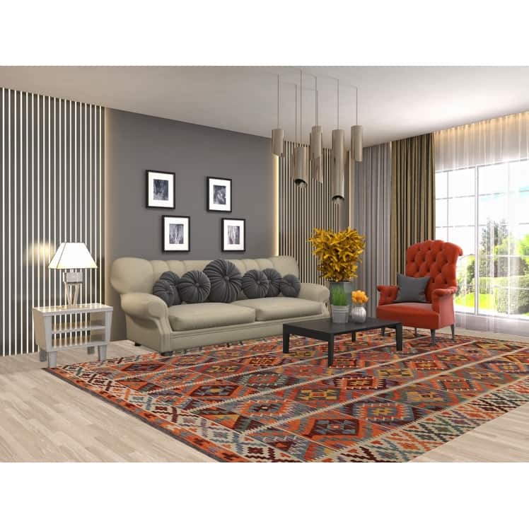 Kilim Oriental Area Rug Flatweave Reversible Multi-Color Wool Carpet - 8'0"x 11'6"