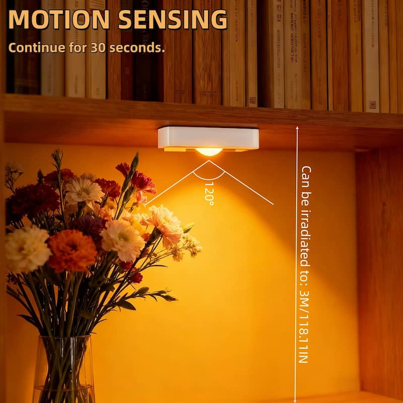 4-Pack Rechargeable Motion Sensor LED Lights,Warm Colors