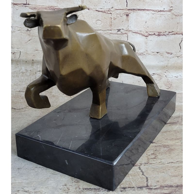 Abstract Geometric Modern Art Bull Sculpture Statue Original Signed Art By Mario Nick