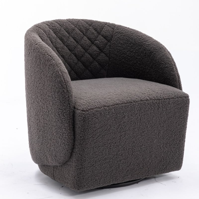 21.06"Seat Width Soft Teddy Fabric Swivel Chair For Living Room