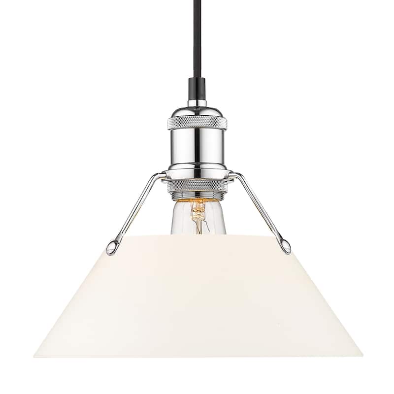 Yep by Golden Lighting Orwell 1-light 10in Pendant in Chrome and Opal Glass - Silver