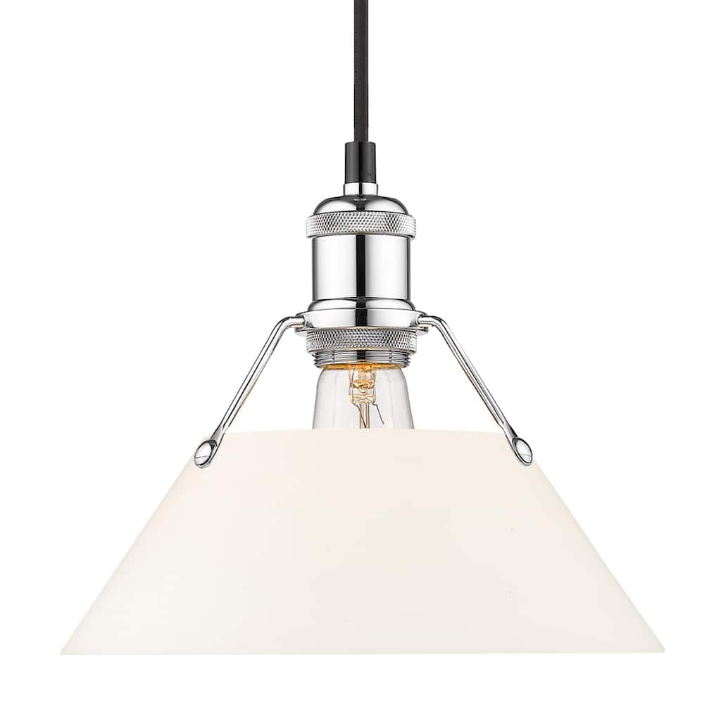 Yep by Golden Lighting Orwell 1-light 10in Pendant in Chrome and Opal Glass - Silver
