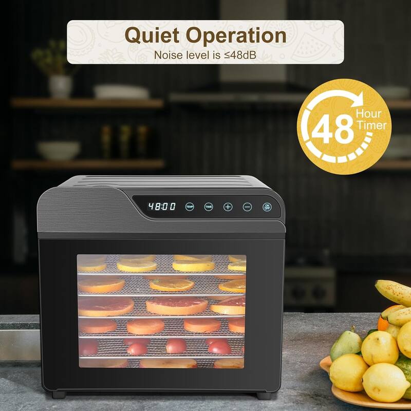 Food Dehydrator 8-Tray Stainless Steel Jerky Dehydrator 625W Food Dryer with Adjustable Timer Temperature 165°F dehydrators