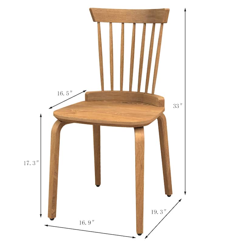 Farmhouse Spindle Back Dining Chair, Windsor Dining Chair with Non-Slip Feet for Dining Rooms, 2-Piece Set