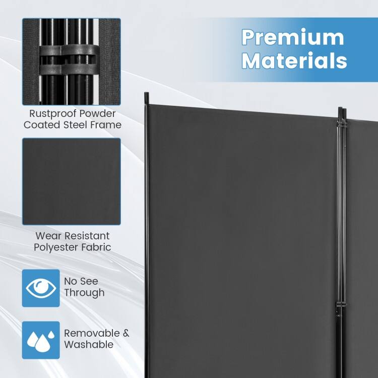 6-Foot 3-Panel Room Divider with Sturdy Hinges and Steel Base - 102.5" x 20" x 72"