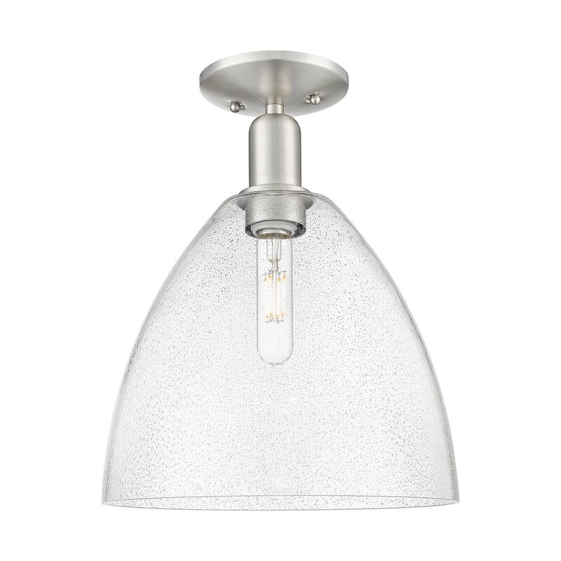Innovations Lighting 716-1C-15-12 Bristol Semi-Flush Bristol 12" Wide - Brushed Satin Nickel / Seedy