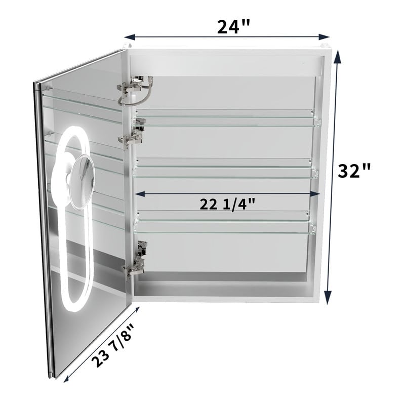 MEDUNJESS 24'' x 32'' Frameless Bathroom Cabinet with Defogging