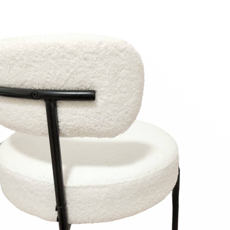 White Dining Chairs Set of 4, Mid-Century Modern Dining Chairs with Black Metal Legs