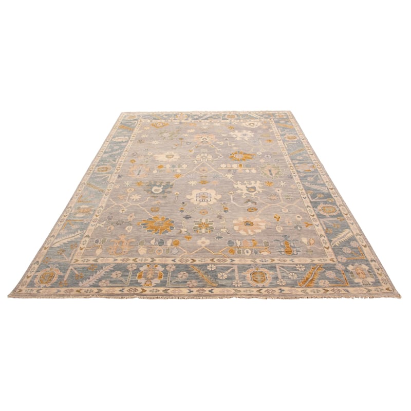 ECARPETGALLERY Hand-knotted Modern Oushak Grey Wool Rug - 10'2 x 13'11