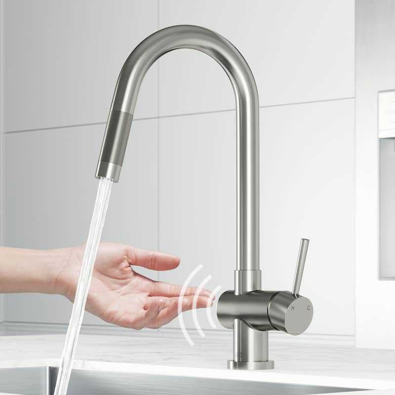 VIGO Gramercy 17" H Single Handle Pull-Down Spout Kitchen Faucet with Touchless Sensor