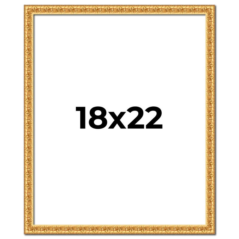 18x22 Frame Gold Real Wood Picture Frame Width 1 inches | Interior