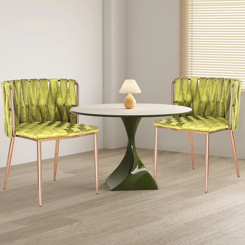 Adeco Set of 2 Velvet Accent Chairs for Living Room