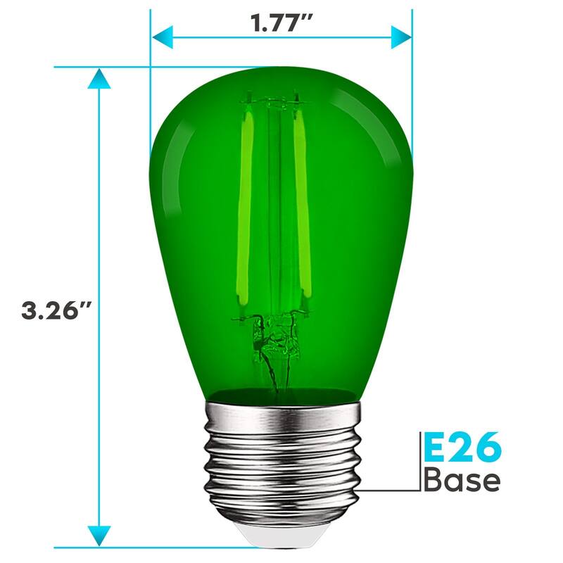 Luxrite S14 Christmas LED Red and Green Light Bulbs 0.5W Outdoor String Lights UL E26 Indoor Outdoor Holiday