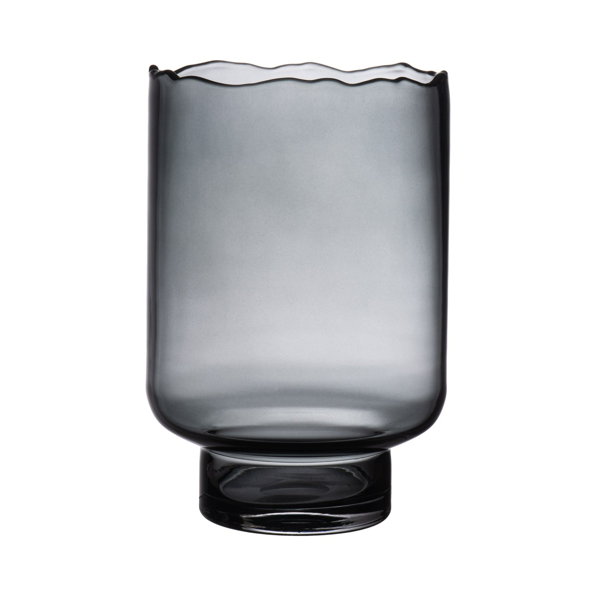 Large Smokey Glass Hurricane Candle Holder - 11.75" - Gray