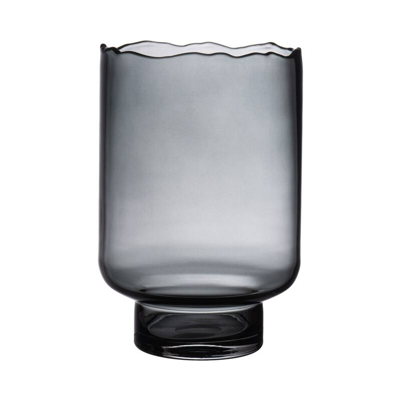 Large Smokey Glass Hurricane Candle Holder - 11.75" - Gray