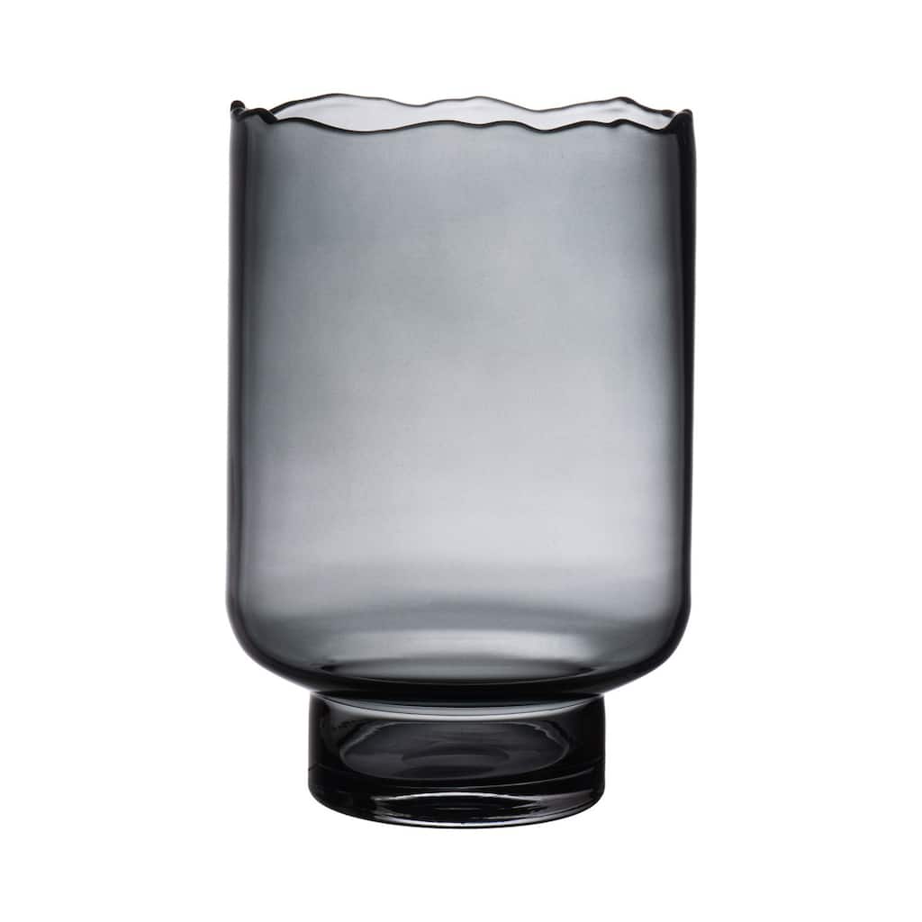 Large Smokey Glass Hurricane Candle Holder - 11.75" - Gray