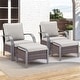 preview thumbnail 59 of 174, Pocassy Outdoor Patio Furniture Set 4PCS Patio Chair with Ottoman - Brown Rattan - Beige Cushion