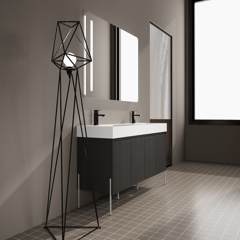 GDFStudio - Sydney Modern Freestanding Bathroom Vanity Cabinet with Double Resin Sink & 4-Soft Closing Doors - 60"