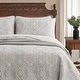 preview thumbnail 4 of 10, Tommy Bahama Turtle Cove Cotton Reversible Grey Quilt Set