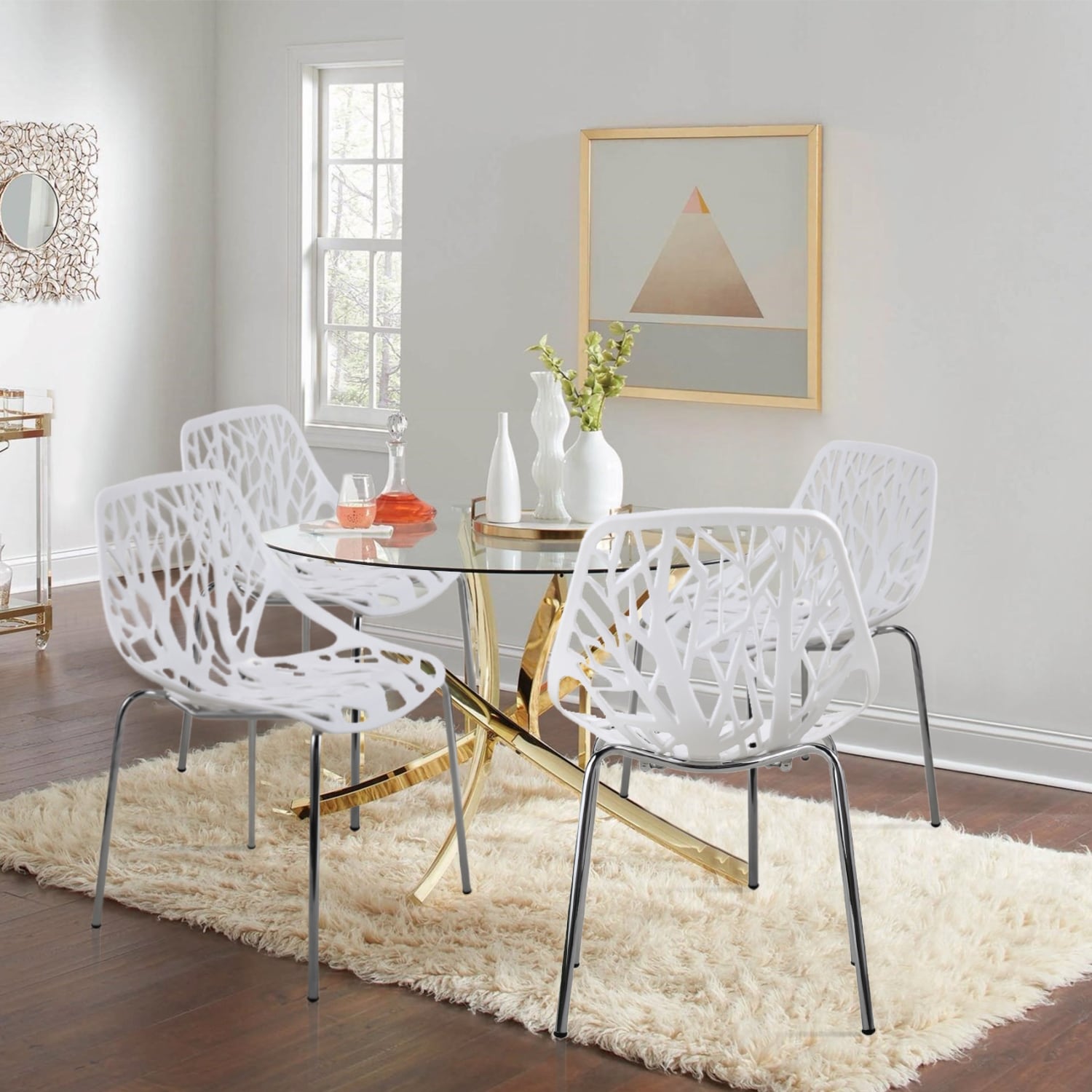 Modern Set of 4 Creative Birds Nest Dining Side Chairs White Bed
