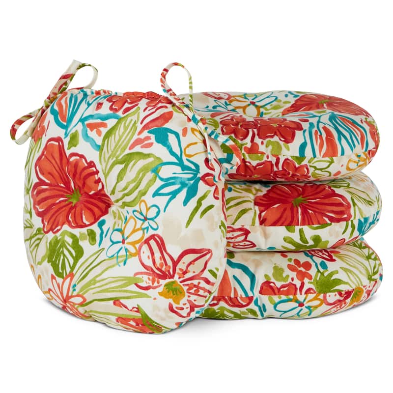 Breeze Floral 15-inch Round Outdoor Bistro Chair Cushion (Set of 4)
