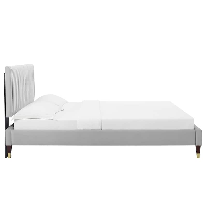 Peyton Performance Velvet Queen Platform Bed