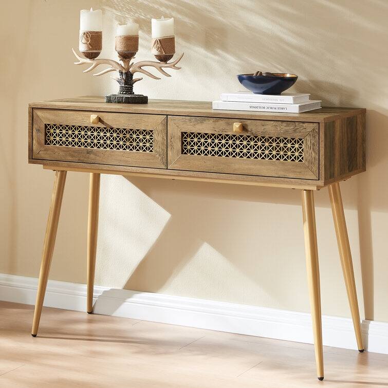 41.9'' Wood 2-Drawer Entryway Console Table - Rustic Oak