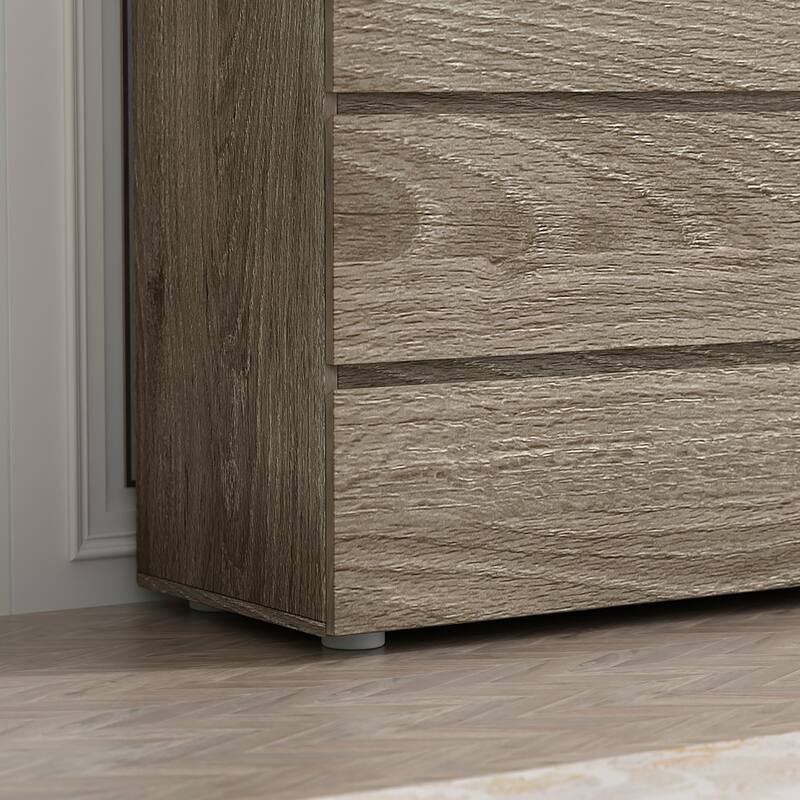 Timechee 6 Drawer 59'' W Chest&Dresser White/Dark Brown