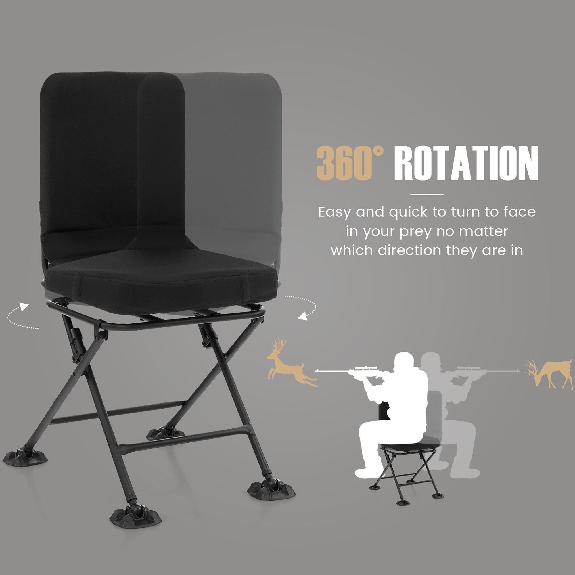 Gymax 360 Degree Swivel Hunting Chair Folding Hunter Blind Chair w/ - Bed  Bath & Beyond - 38010026