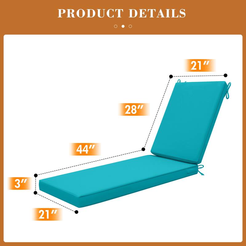 Outdoor Waterproof Chaise Lounge Cushions for Patio Furniture