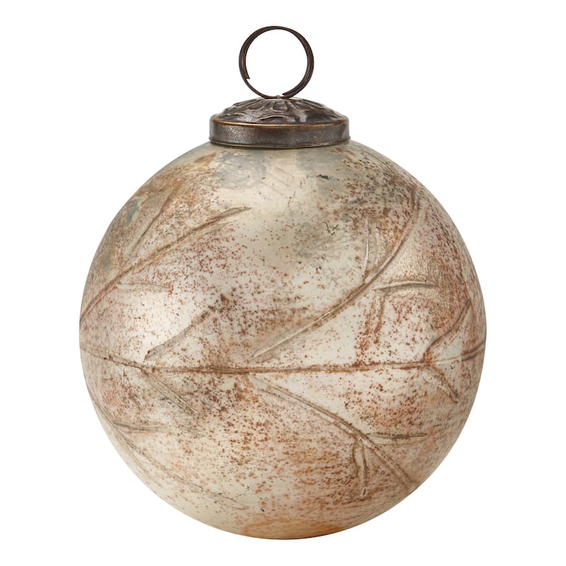 Vine Cut Glass Ornament 4" - Antique White Christmas Tree Decoration, 4" H x 4" L x 4" W, Easy Dust Clean