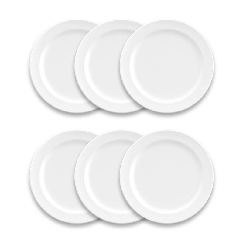 Abode Homewares Edge Matte Melamine Dinner Plate - White - 10.5" - Set of 6 - 6 Piece