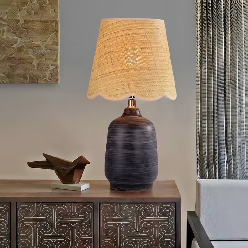 Traditional Ceramic Woven Table Lamp for Living Room