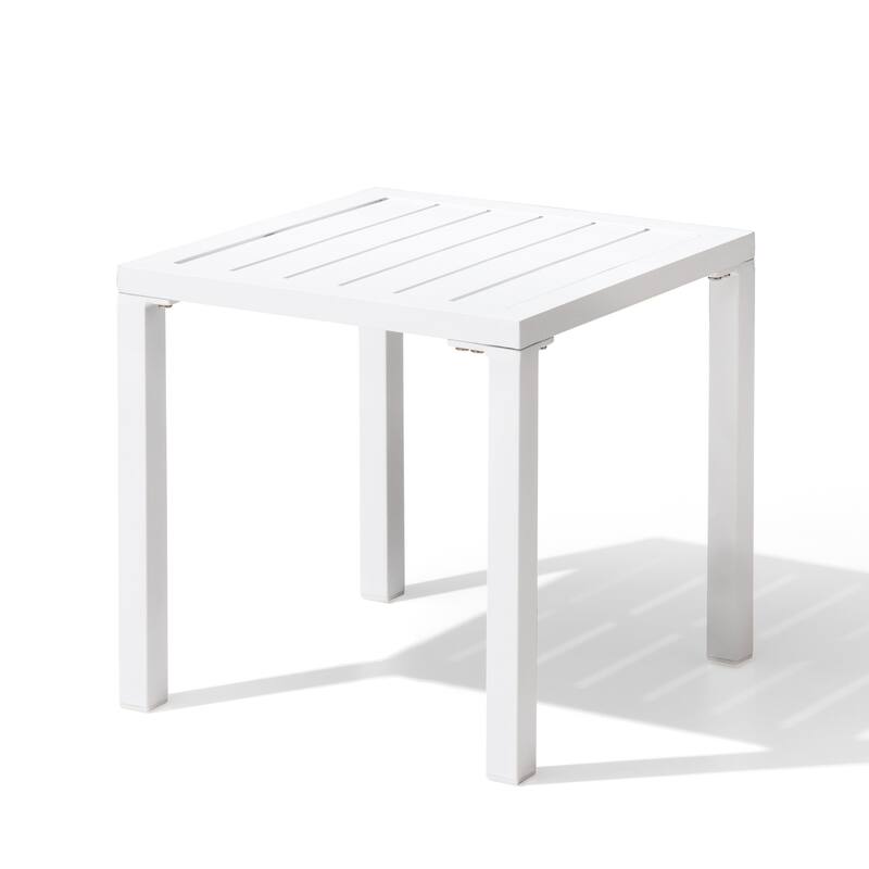 Pellebant Outdoor Aluminum Small Square Side End Table - 15.67" L x 15.67" W x 15.83" H