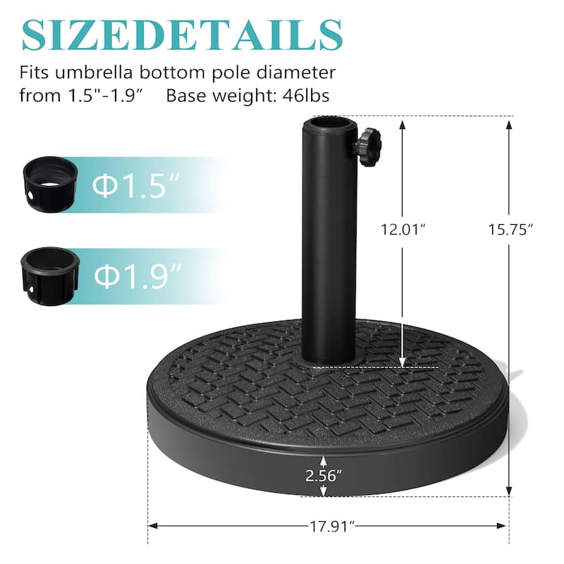 Pellebant 30 to 45 lbs Heavy Duty Round Concrete Umbrella Base for Market Umbrella