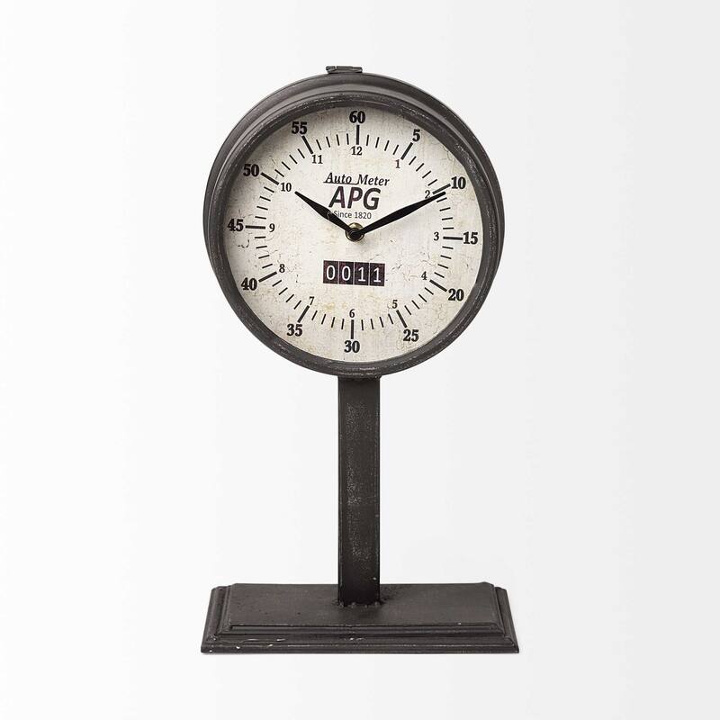 HomeRoots Rectangular Table Clock With Automobile Speedometer Style - 5' X '16' X '9