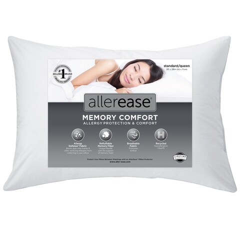 AllerEase Custom Comfort Memory Fiber Pillow - White