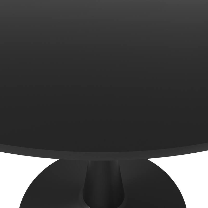 LeisureMod Bristol 40" Round Dining Table for 4 with MDF Wood Tabletop in Black Steel Base for Kitchen & Dining Room
