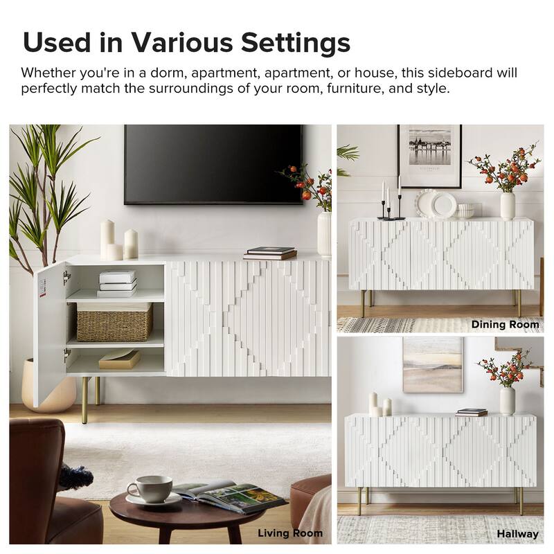 Reginald Modern 58" Wide Sideboard with Cable Management & Adjustable Feet by HULALA HOME