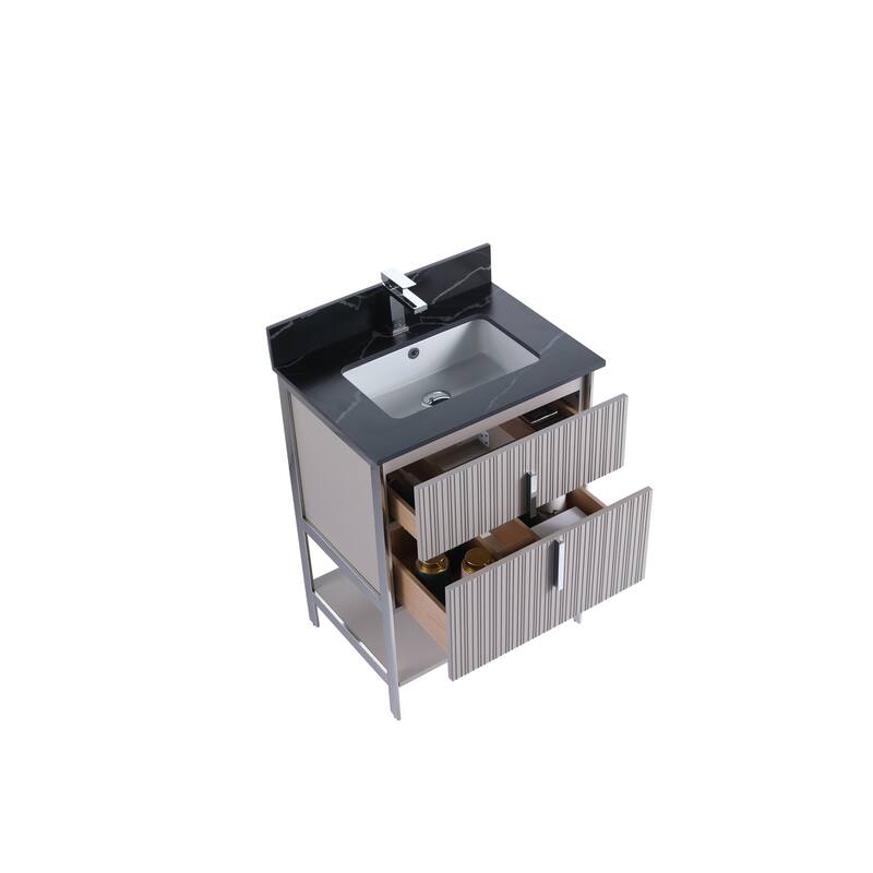 Fine Fixtures Serenity Modern Bathroom Vanity with Black Sintered Stone Top