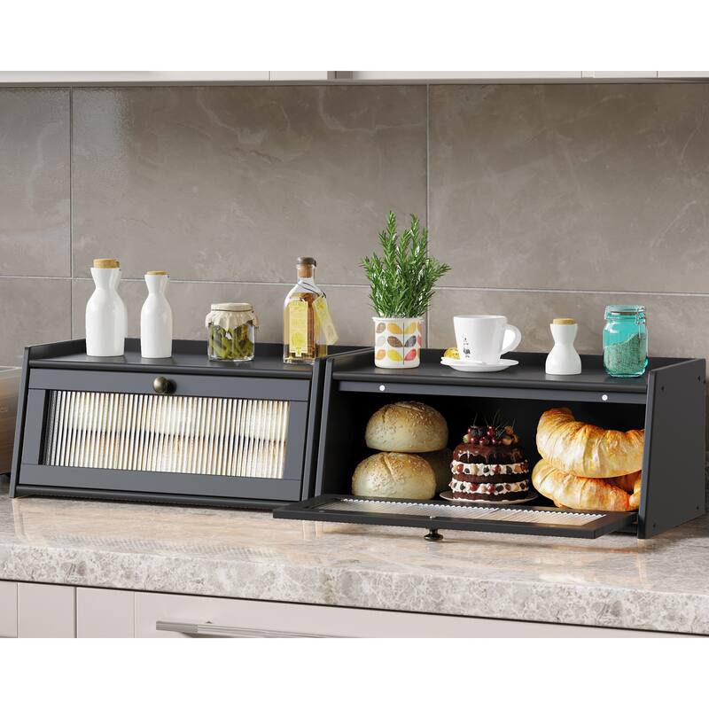 Wooden Bread Box Large Capacity Kitchen Storage Container Bread Holder