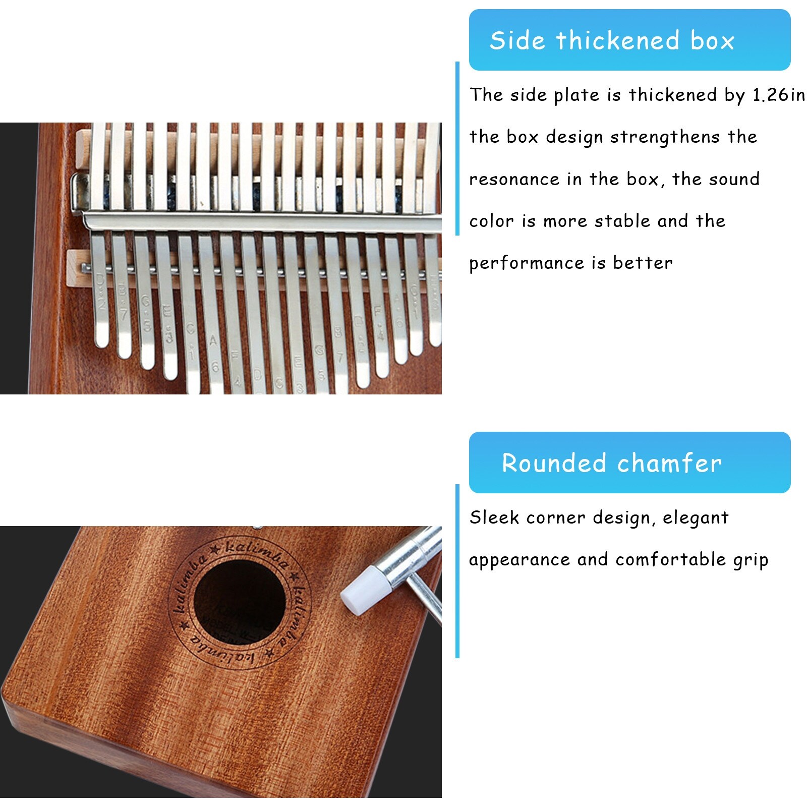 17 Key Kalimba Finger Mbira Mahogany Keyboard Music Instrument Wood Thumb  Piano