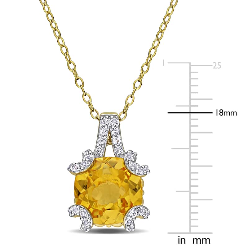 Miadora 4 1/2ct TGW Citrine and White Topaz Necklace in Yellow Plated Sterling Silver - 18 in