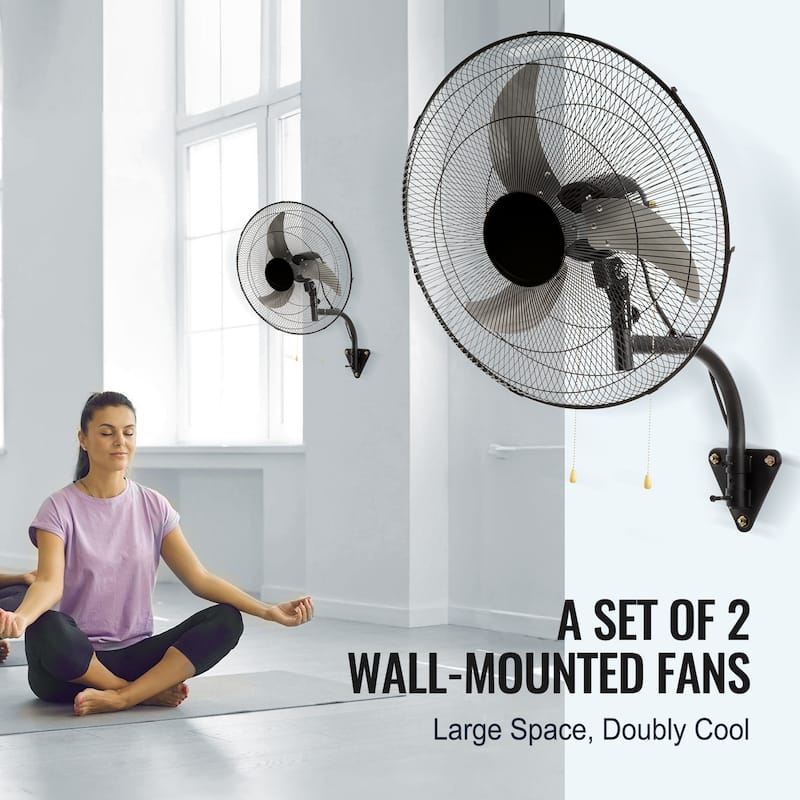 Wall Mount Fan, 2 PCS 18 inch Oscillating, 3-speed High Velocity Max, 4000 CFM Industrial Wall Fan, Commercial, Residential