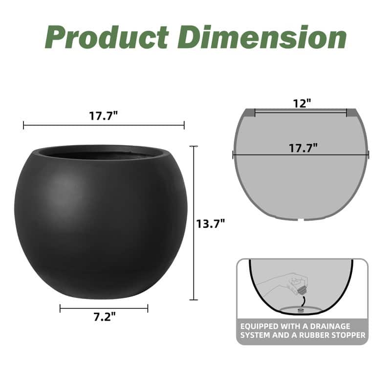 Modern Style Outdoor Planters for Porch, Round Planter with Drainage Hole, MgO Flower Pots,White/Black - N/A